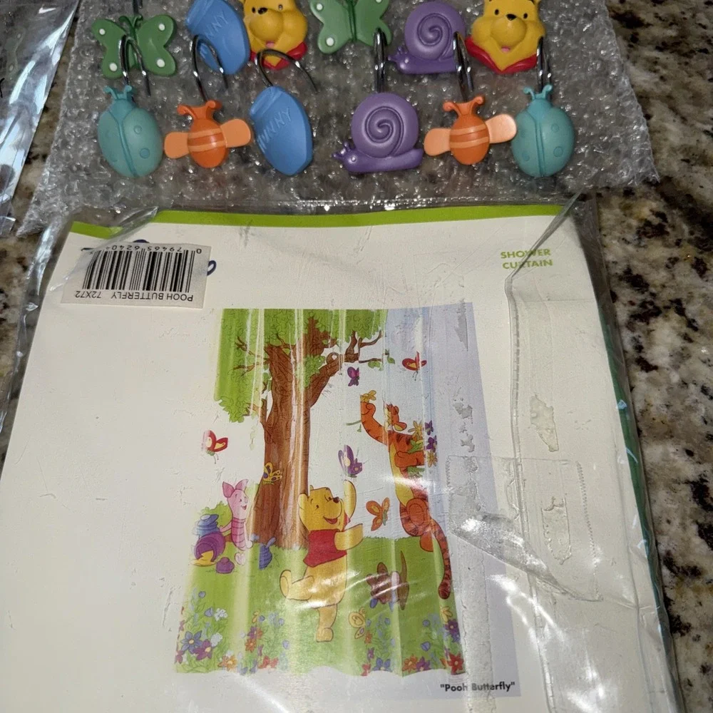 Disney Home ~ Winnie The Pooh Shower Curtain With Rings Brand NEW 5409
